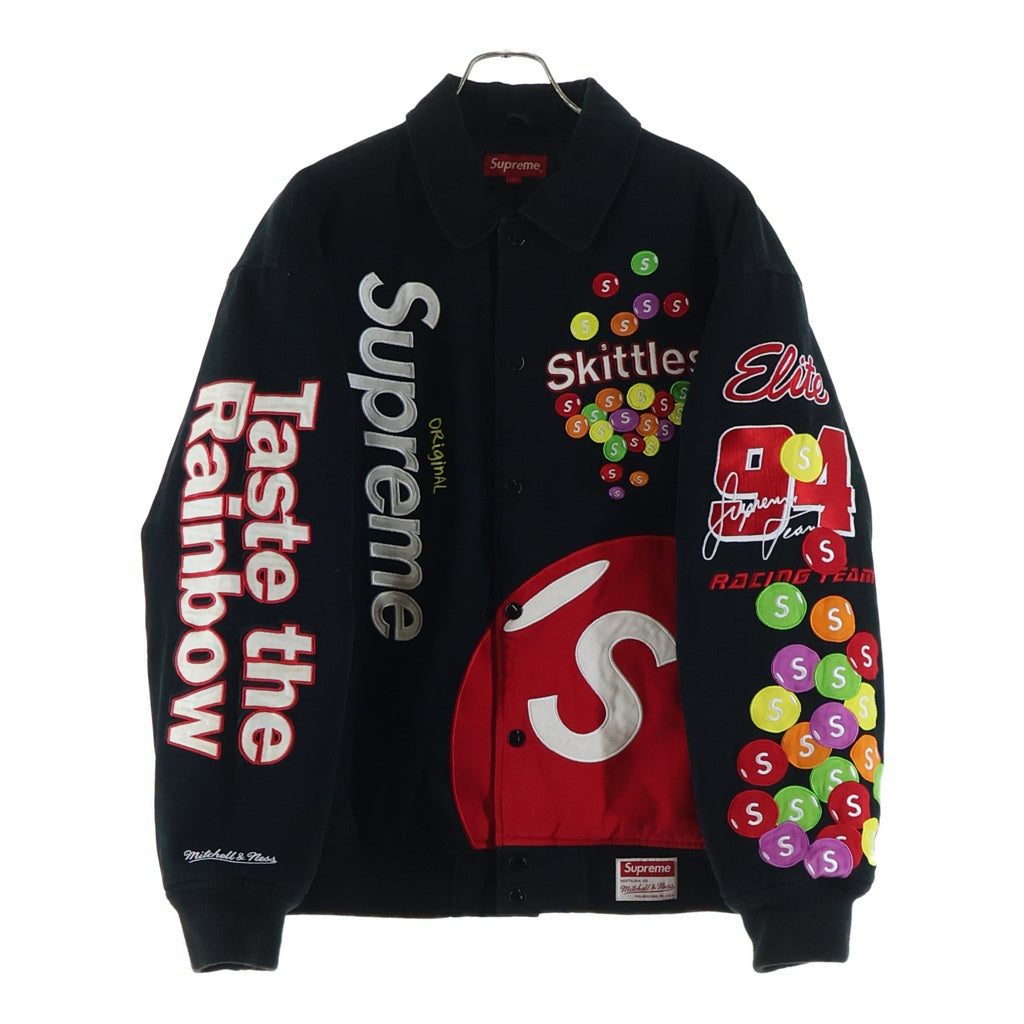 SUPREME(シュプリーム) 21AW ×MITCHELL&NESS ×Skittles ×ミッチェルアンドネス ×スキットルズ ロゴ刺繍パッチ 中綿バーシティージャケット マルチカラー