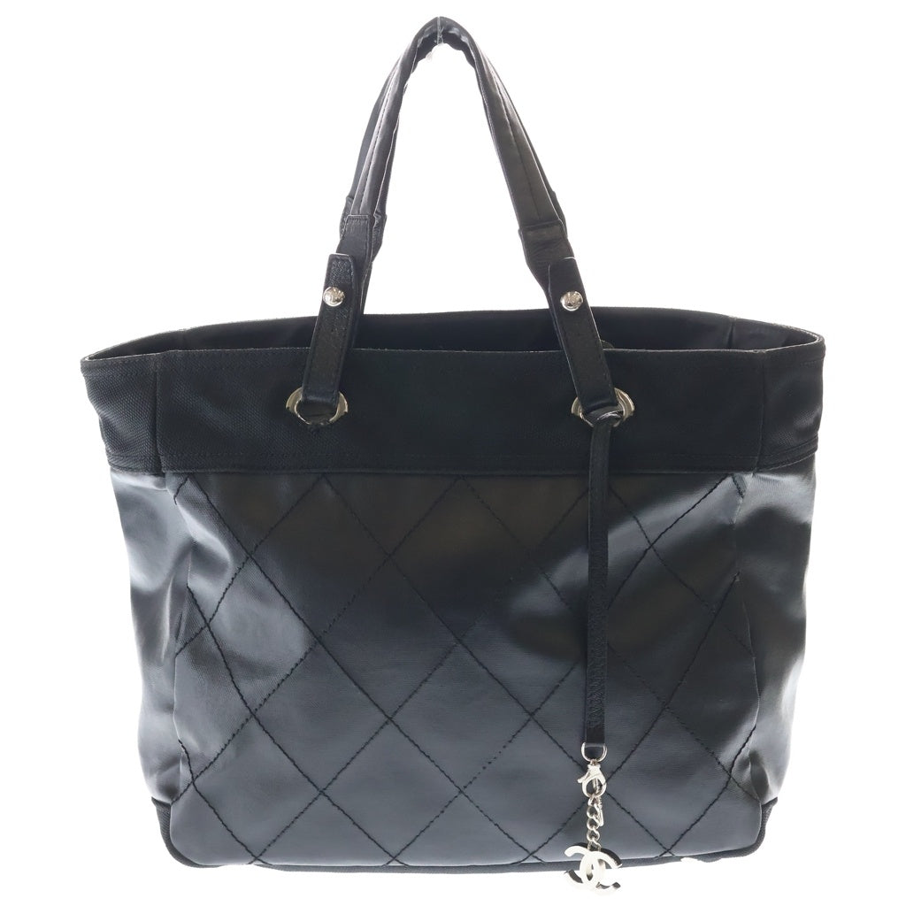 CHANEL(シャネル) パリビアリッツ MM ココマーク キルティング レザー トートバッグ ブラック レディース