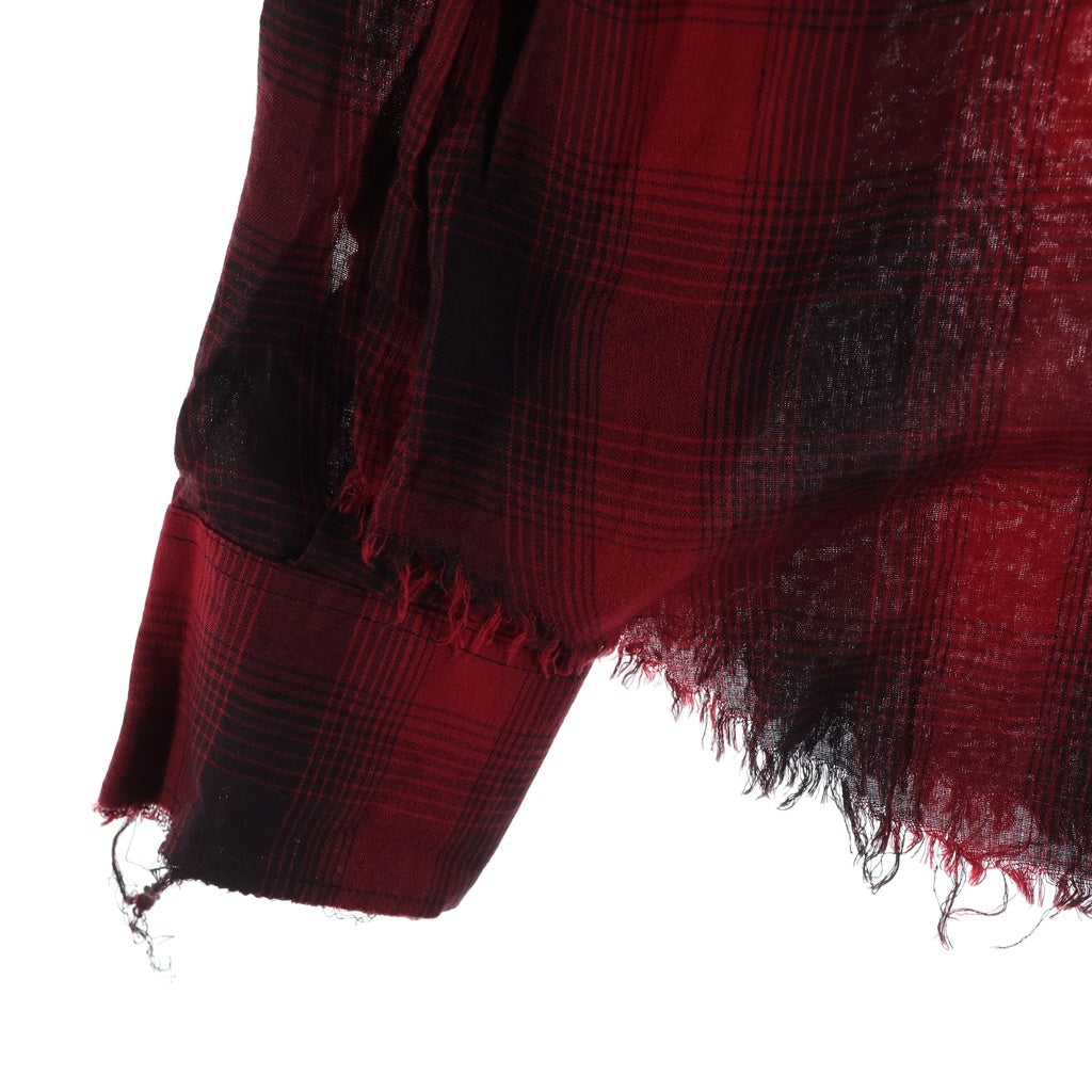 SAINT LAURENT PARIS(サンローランパリ) 16SS エディ期 ダメージ加工 長袖ウエスタンチェックシャツ レッド/ブラック UP53 2015 00583