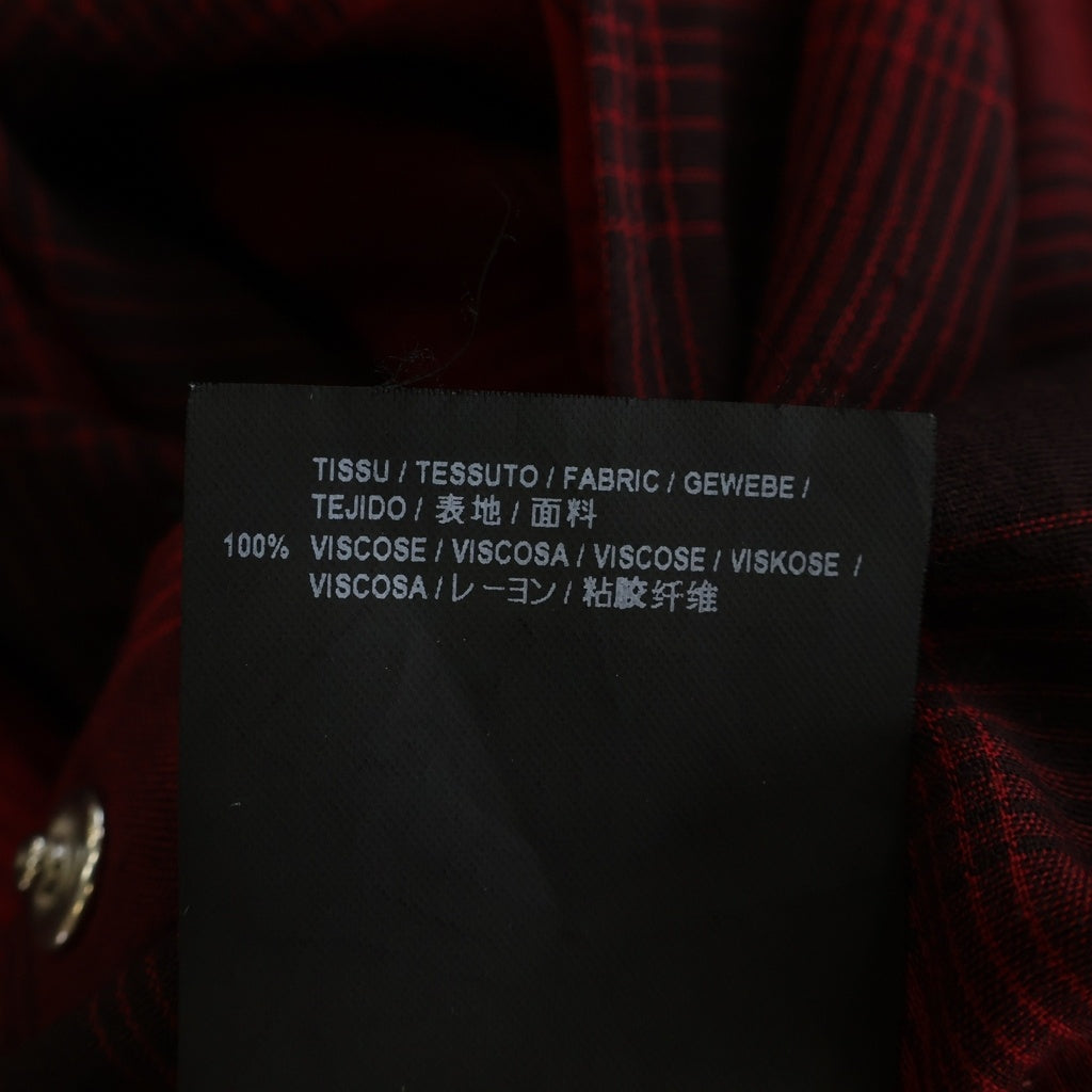 SAINT LAURENT PARIS(サンローランパリ) 16SS エディ期 ダメージ加工 長袖ウエスタンチェックシャツ レッド/ブラック UP53 2015 00583