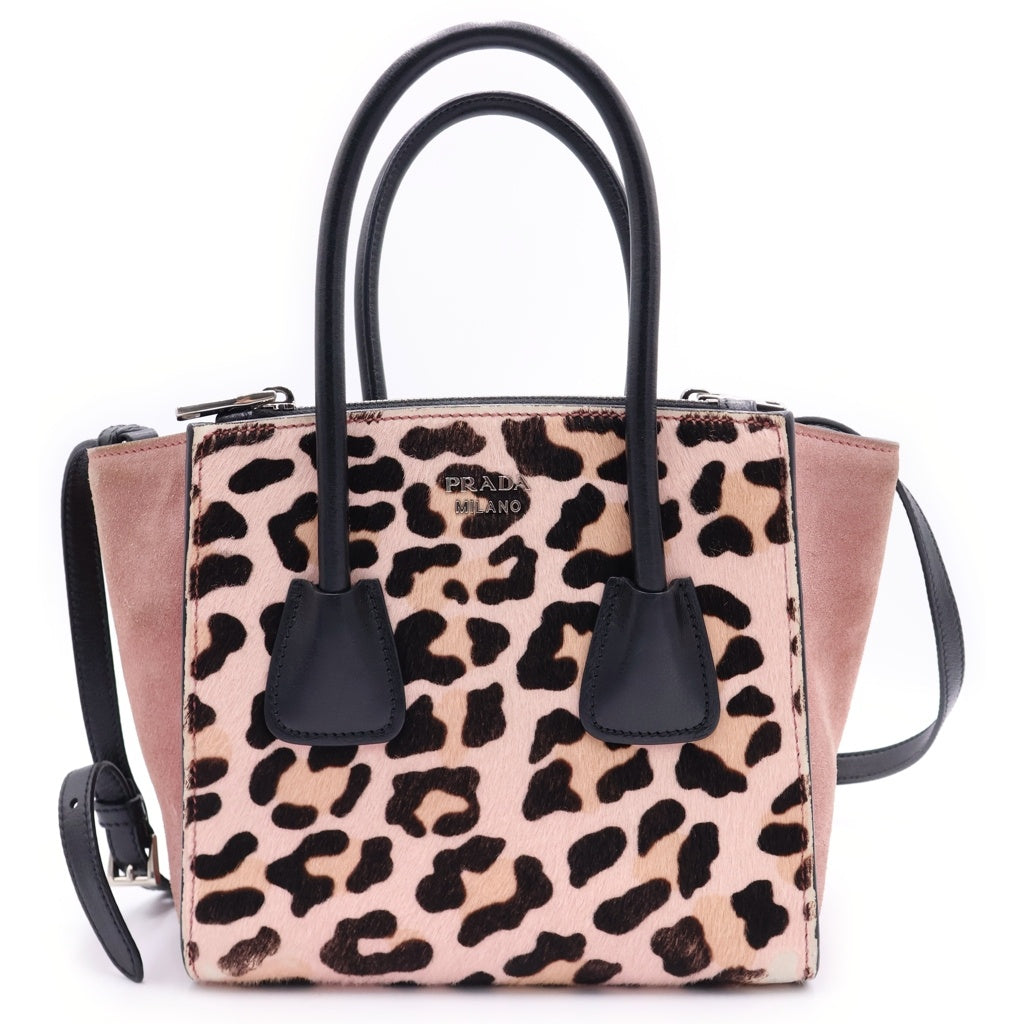 PRADA(プラダ) Leopard Calf ロゴプレート レオパード 2WAY ショルダー 