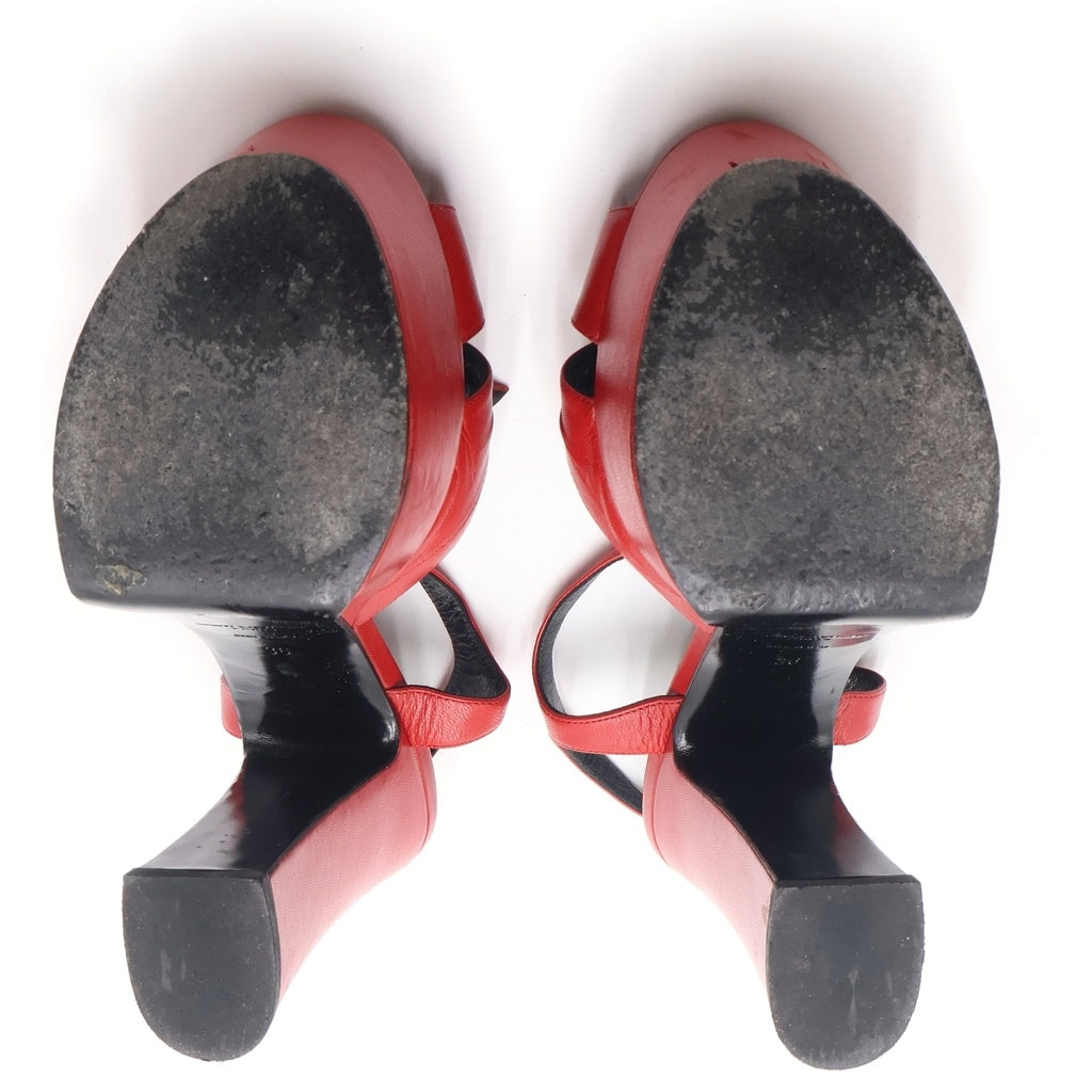SAINT LAURENT PARIS(サンローランパリ) Bianca Leather Bow ビアンカ リボン レザー ヒールパンプス レッド レディース