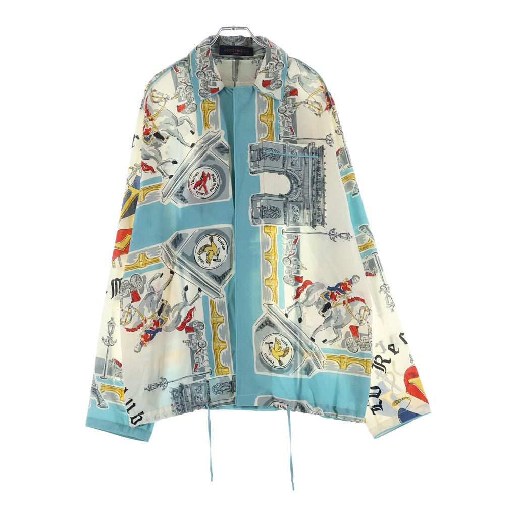 LOUIS VUITTON(ルイヴィトン) 19AW パジャマシャツ 総柄 長袖 シルクシャツ RM192 ORI HHS85W ブルー/ホワイト