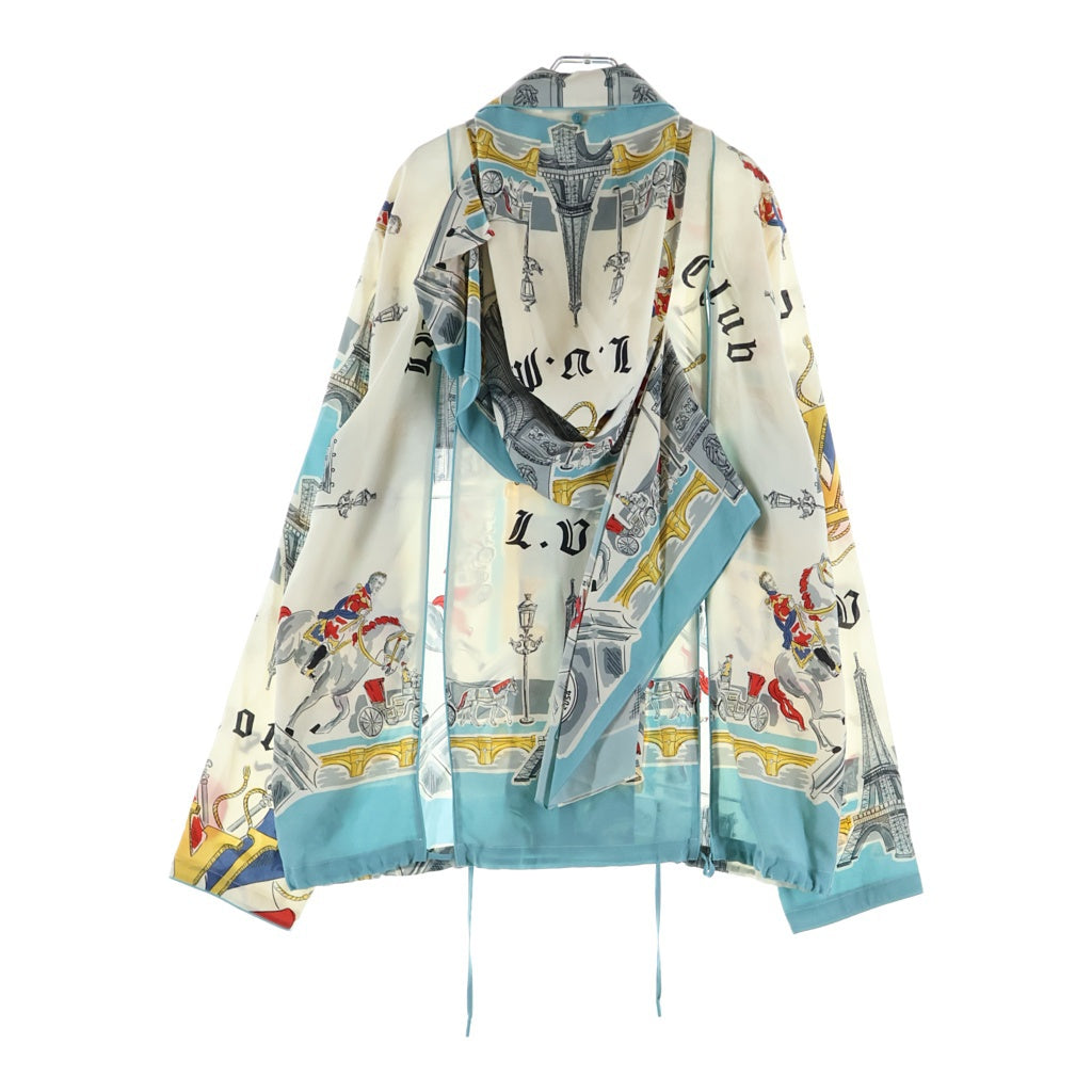LOUIS VUITTON(ルイヴィトン) 19AW パジャマシャツ 総柄 長袖 シルクシャツ RM192 ORI HHS85W ブルー/ホワイト