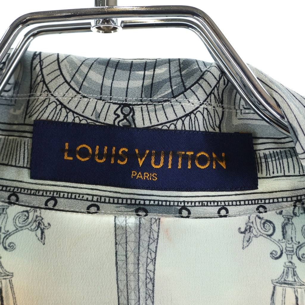 LOUIS VUITTON(ルイヴィトン) 19AW パジャマシャツ 総柄 長袖 シルクシャツ RM192 ORI HHS85W ブルー/ホワイト