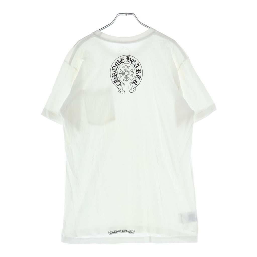 CHROME HEARTS(クロムハーツ) Neck Logo S/S TEE ネックロゴ バックホースシュー クルーネック半袖Tシャツカットソー ホワイト