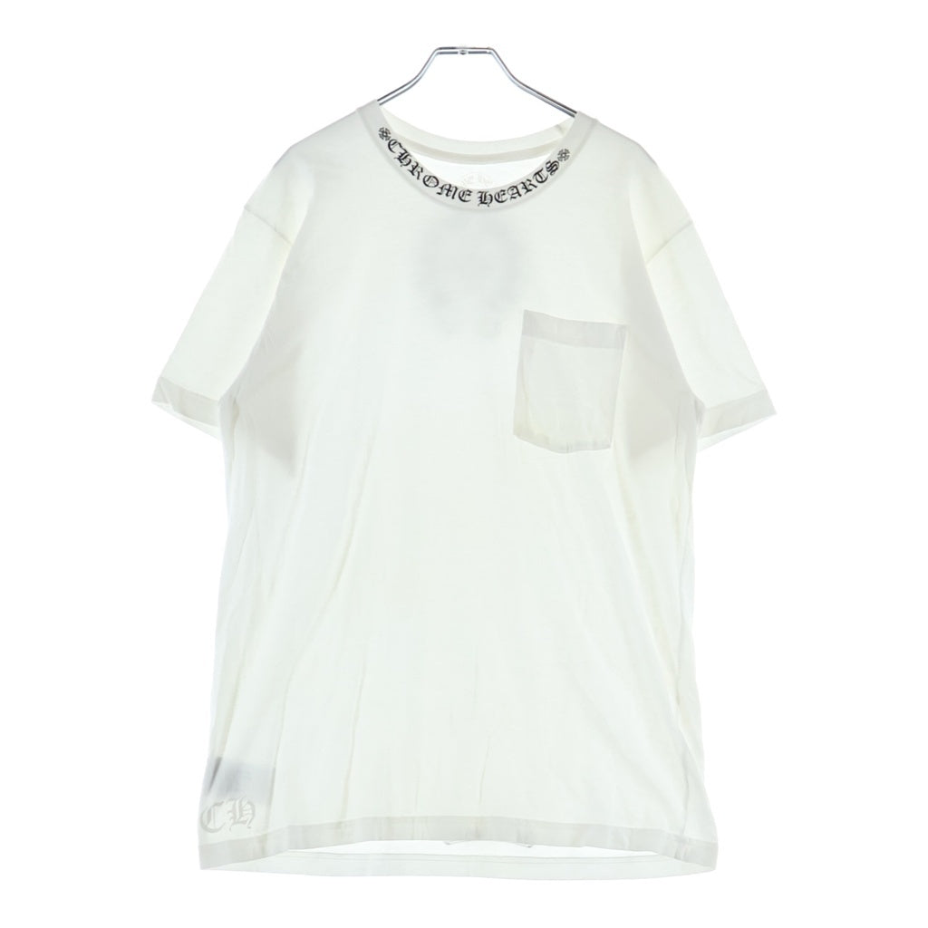 CHROME HEARTS(クロムハーツ) Neck Logo S/S TEE ネックロゴ バックホースシュー クルーネック半袖Tシャツカットソー ホワイト