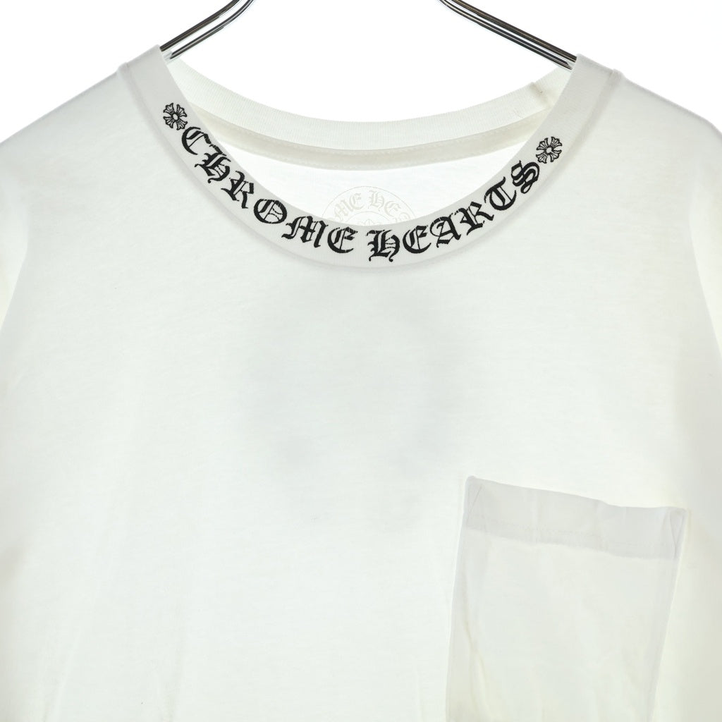 CHROME HEARTS(クロムハーツ) Neck Logo S/S TEE ネックロゴ バックホースシュー クルーネック半袖Tシャツカットソー ホワイト