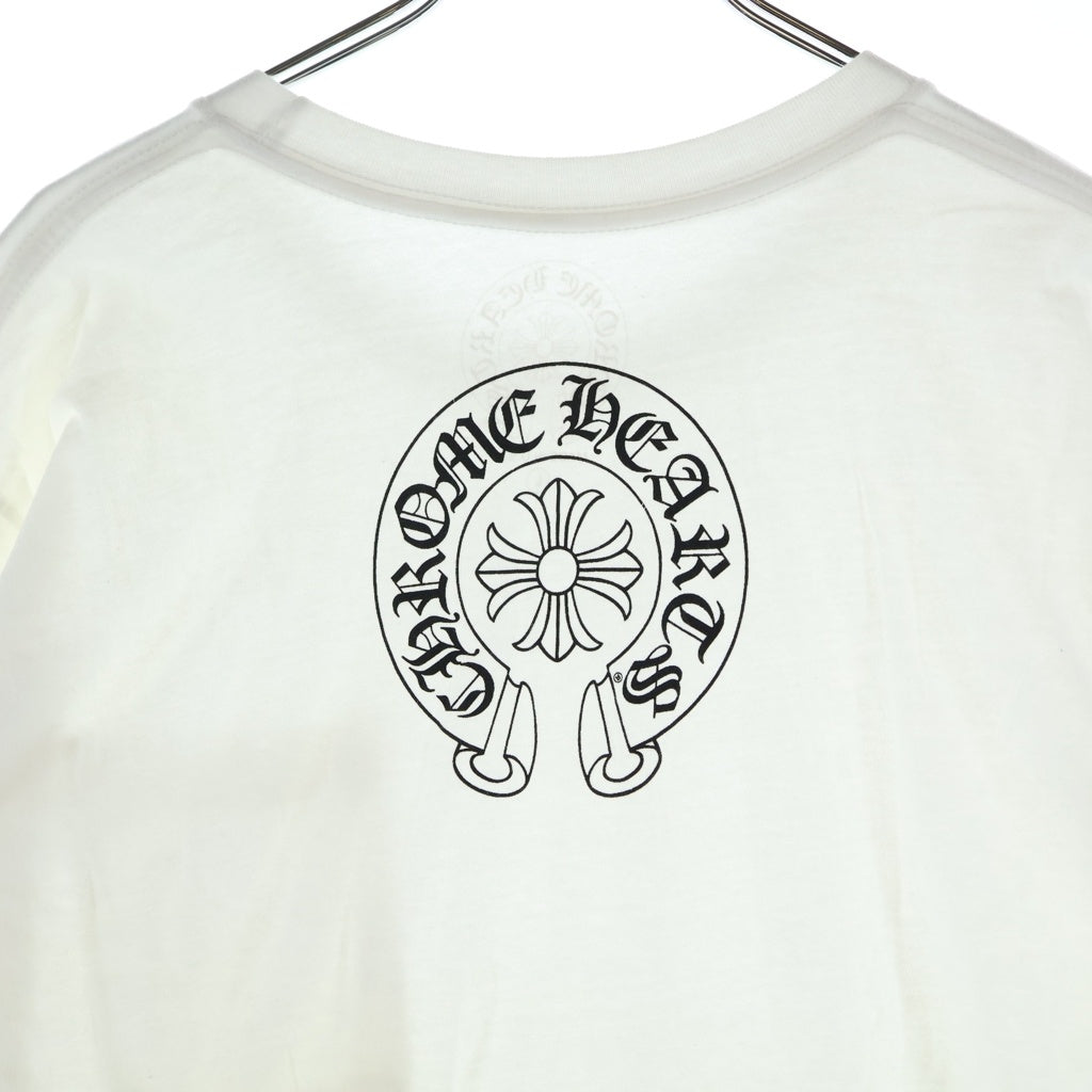 CHROME HEARTS(クロムハーツ) Neck Logo S/S TEE ネックロゴ バックホースシュー クルーネック半袖Tシャツカットソー ホワイト