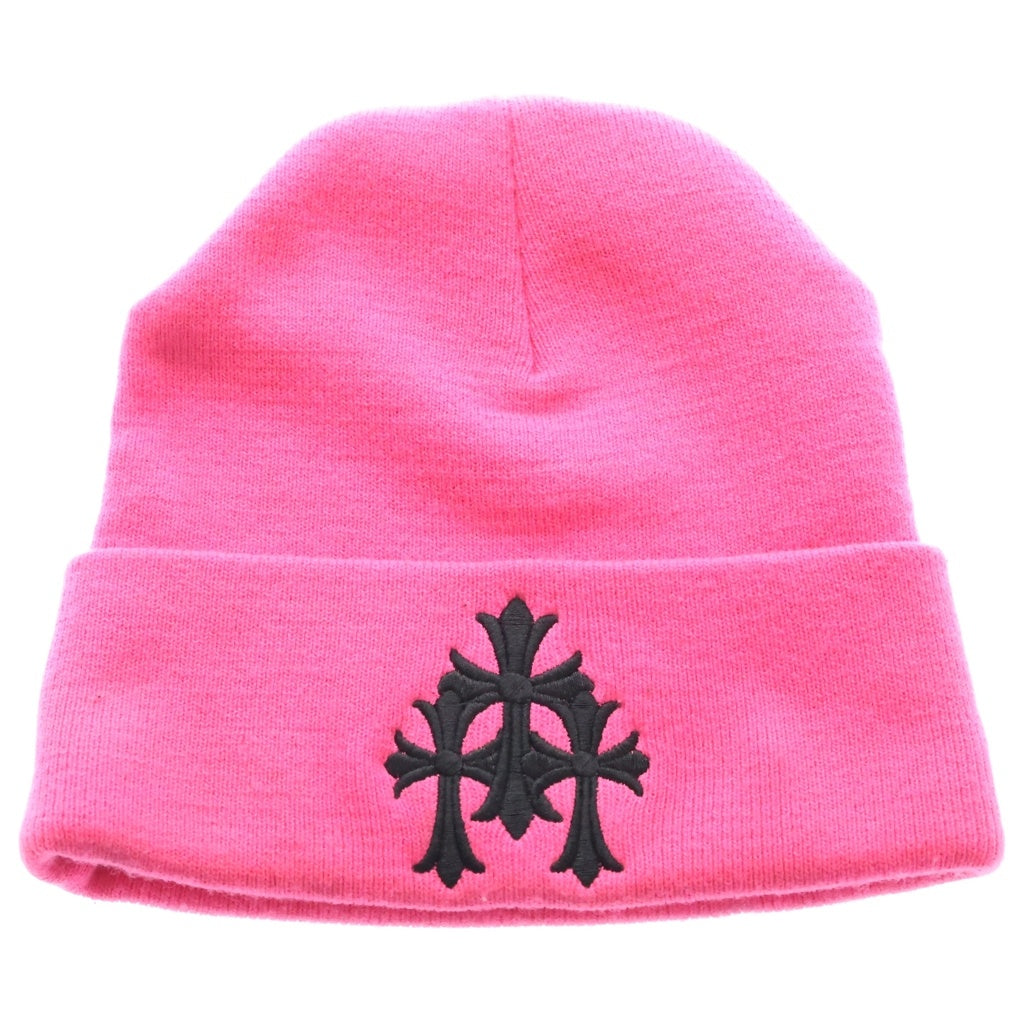 CHROME HEARTS(クロムハーツ) Cemetery Cross Beanie Neon Pink セメタリークロスパッチ ビーニー ニット帽 ピンク