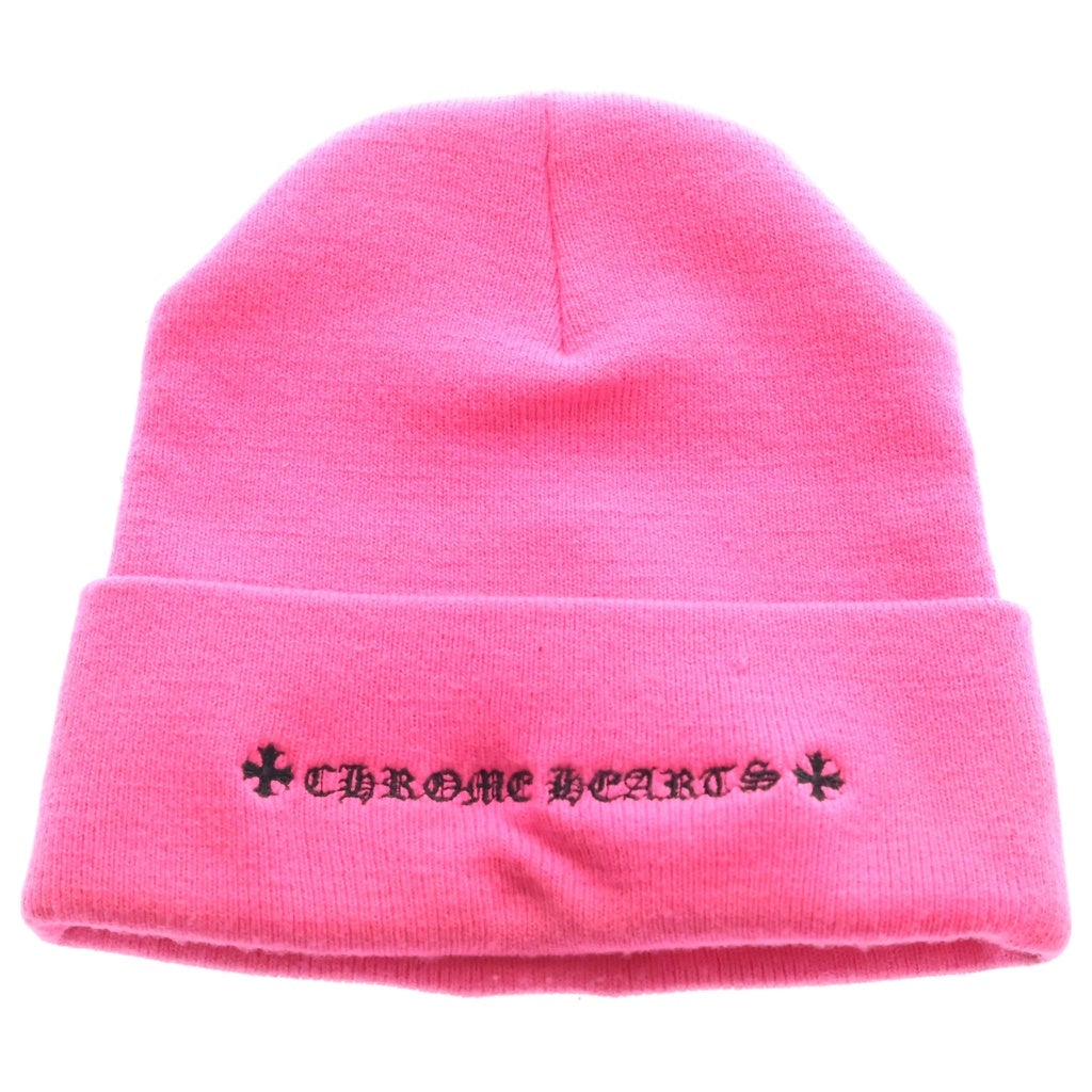 CHROME HEARTS(クロムハーツ) Cemetery Cross Beanie Neon Pink セメタリークロスパッチ ビーニー ニット帽 ピンク