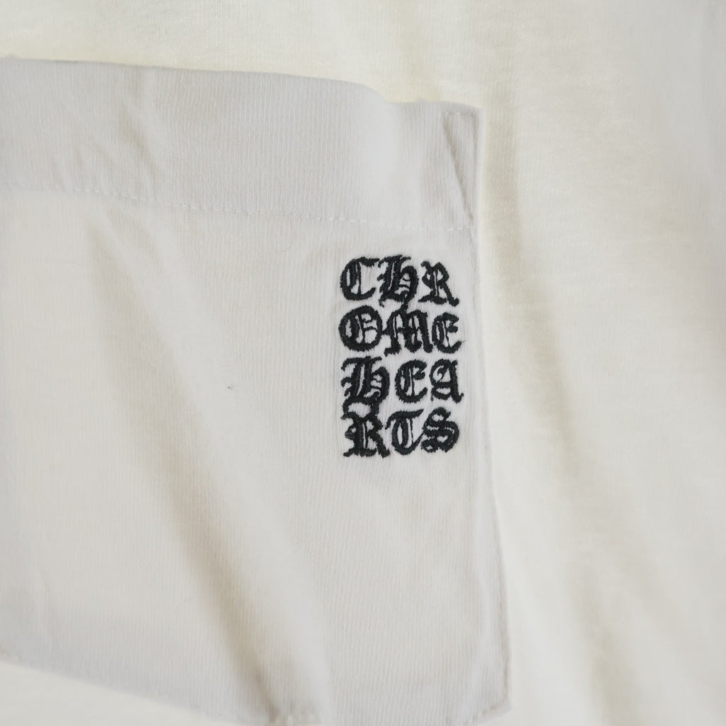 CHROME HEARTS(クロムハーツ) Y NOT S/S TEE フロントロゴ刺繍 袖CHクロス刺繍 クルーネック半袖Tシャツカットソー ホワイト