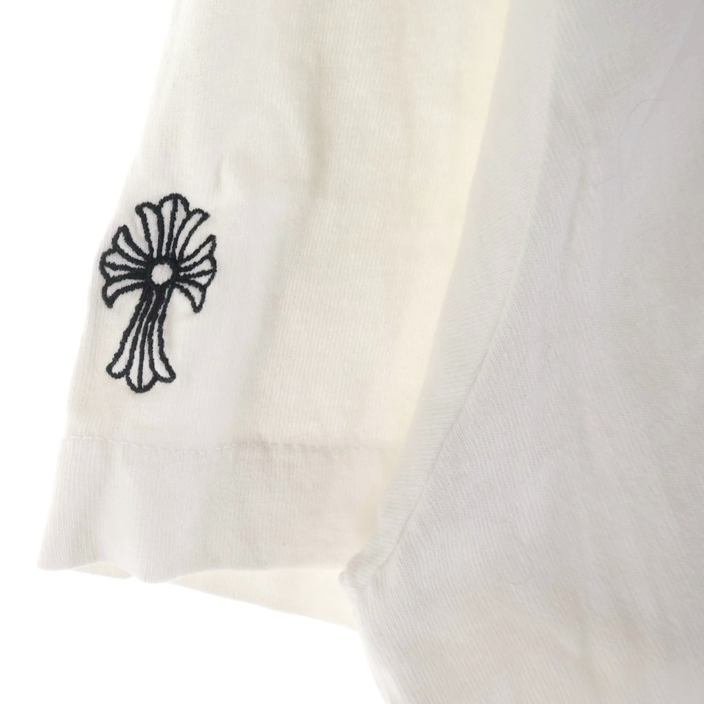 CHROME HEARTS(クロムハーツ) Y NOT S/S TEE フロントロゴ刺繍 袖CHクロス刺繍 クルーネック半袖Tシャツカットソー ホワイト