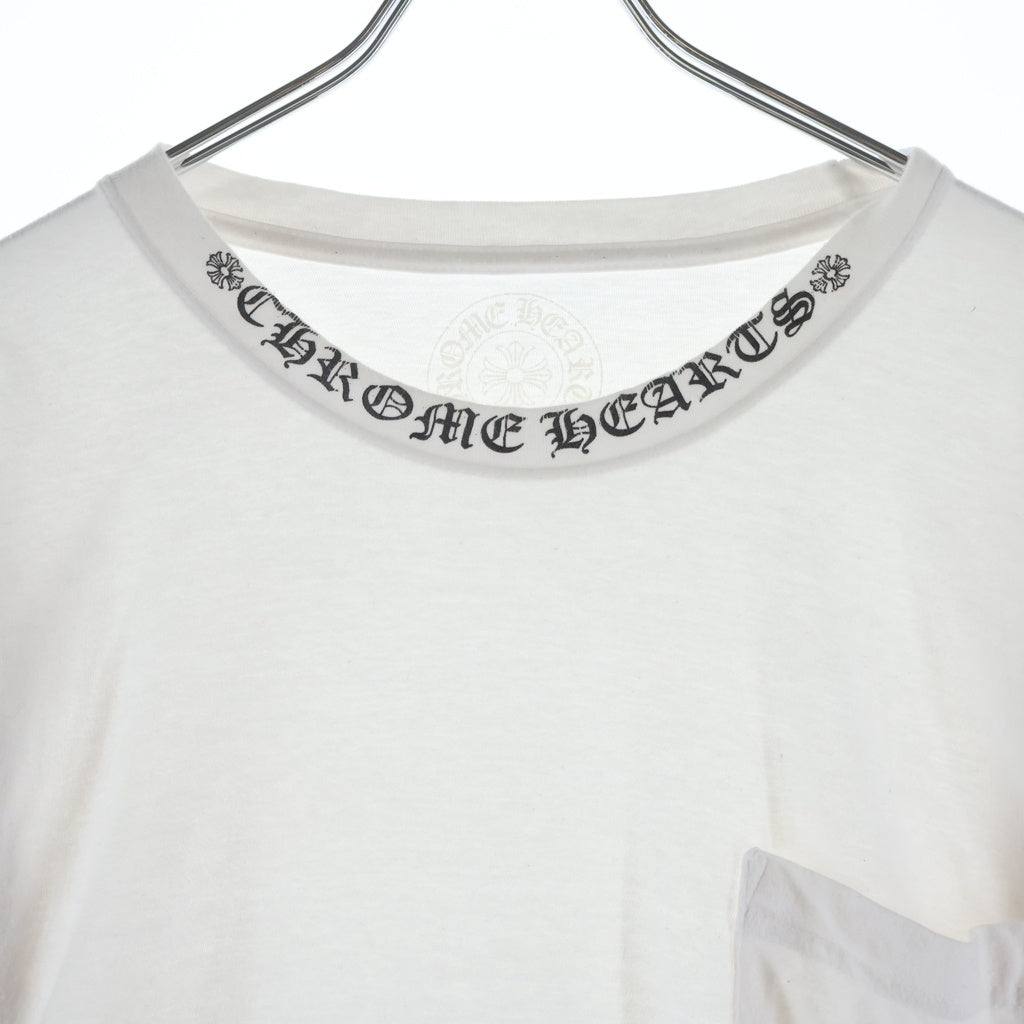 CHROME HEARTS(クロムハーツ) Neck Logo L/S TEE ネックロゴ クルーネック長袖Tシャツカットソー ホワイト