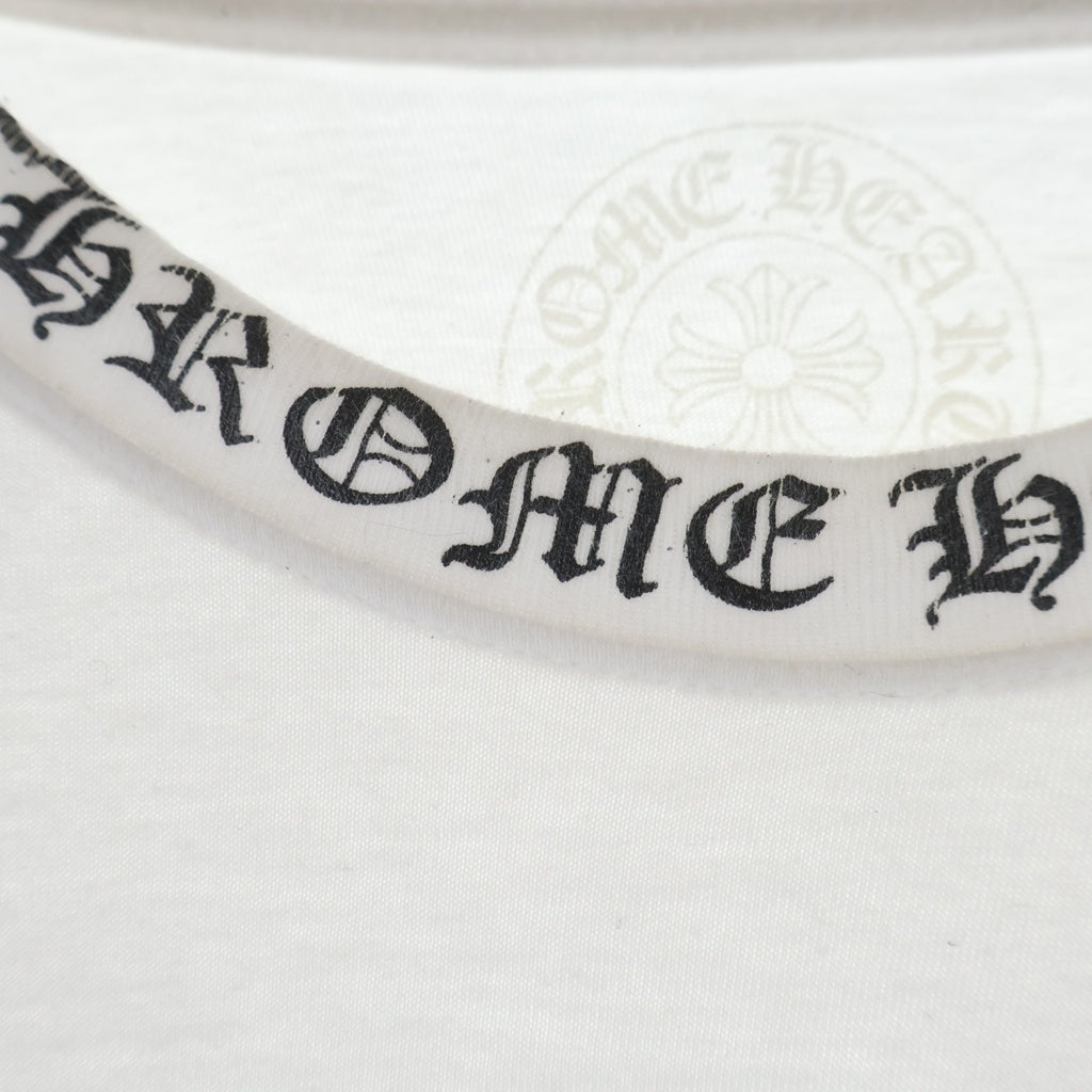 CHROME HEARTS(クロムハーツ) Neck Logo L/S TEE ネックロゴ クルーネック長袖Tシャツカットソー ホワイト