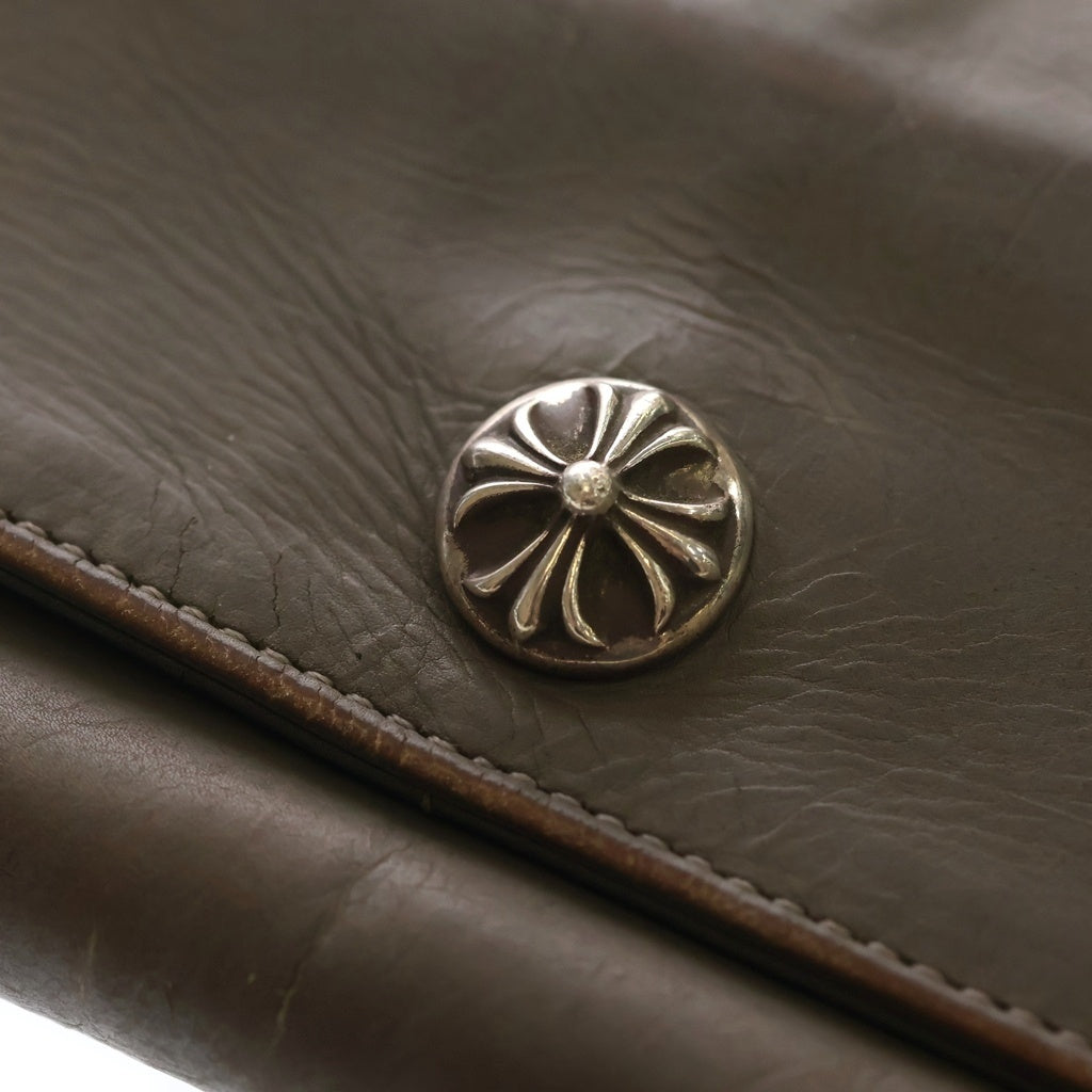 CHROME HEARTS(クロムハーツ) JUDY CROSS BALL ジュディ クロス ボール ボタン レザーウォレット 長財布 グレー