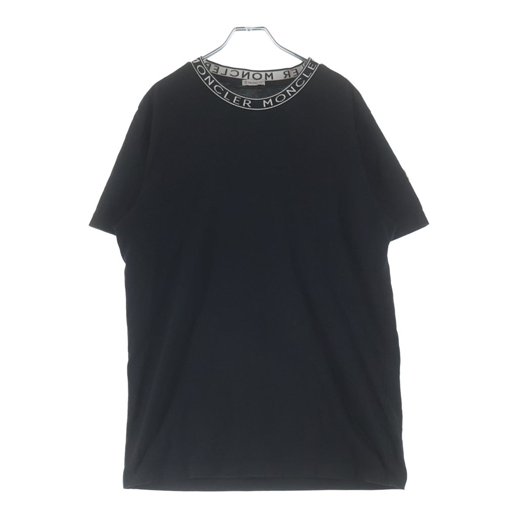 MONCLER(モンクレール) ネックロゴ クルーネック半袖Tシャツカットソー ブラック J10918C00024 8390T