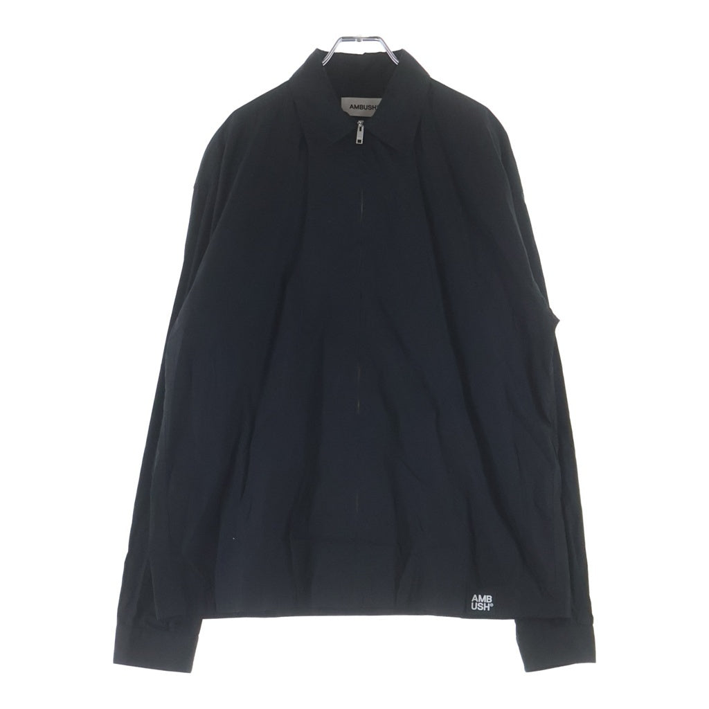 AMBUSH(アンブッシュ) ZIP UP COTTON SHIRT ロゴパッチ ジップアップ 長袖シャツ ブラック
