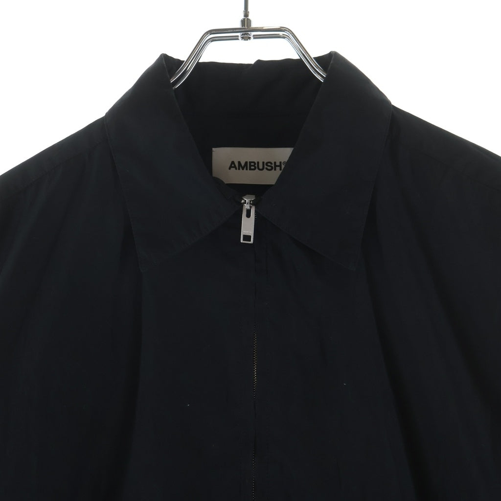 AMBUSH(アンブッシュ) ZIP UP COTTON SHIRT ロゴパッチ ジップアップ 長袖シャツ ブラック