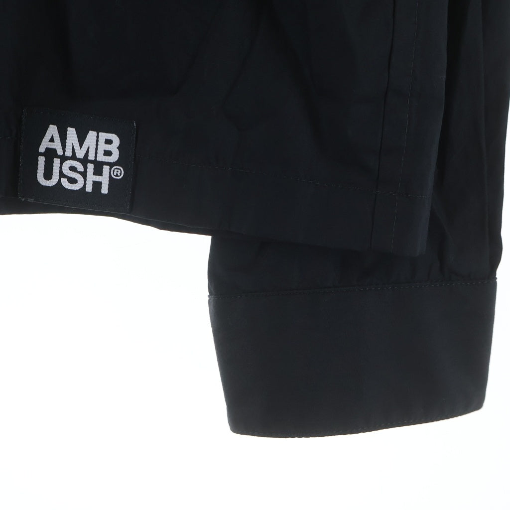 AMBUSH(アンブッシュ) ZIP UP COTTON SHIRT ロゴパッチ ジップアップ 長袖シャツ ブラック