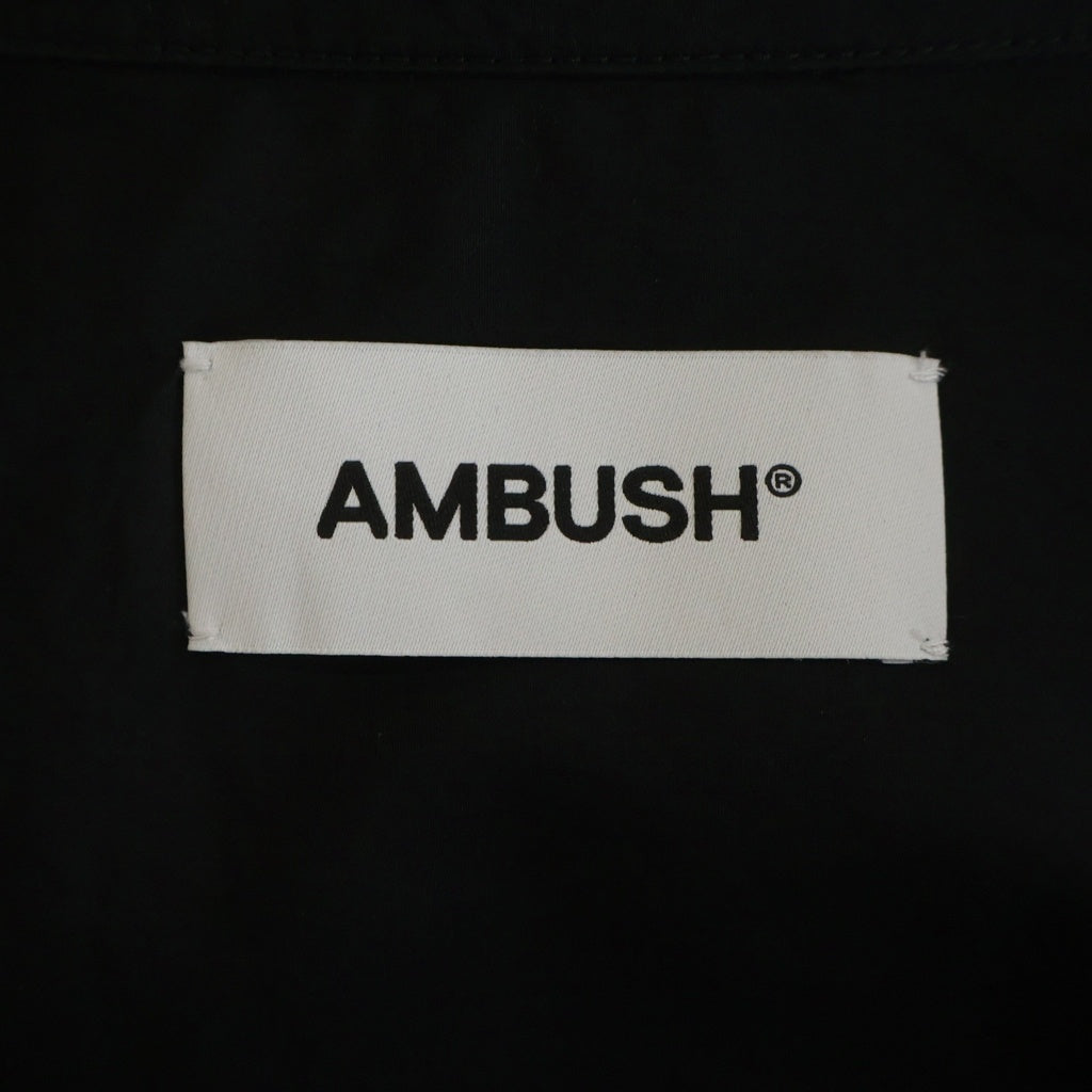 AMBUSH(アンブッシュ) ZIP UP COTTON SHIRT ロゴパッチ ジップアップ 長袖シャツ ブラック