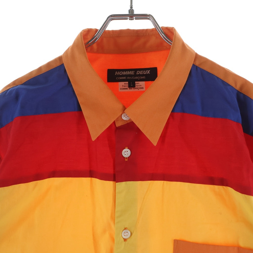 COMME des GARCONS HOMME DEUX(コムデギャルソン オムドゥ) 23SS ボーダーパネル切替半袖シャツ マルチカラー DK-B054