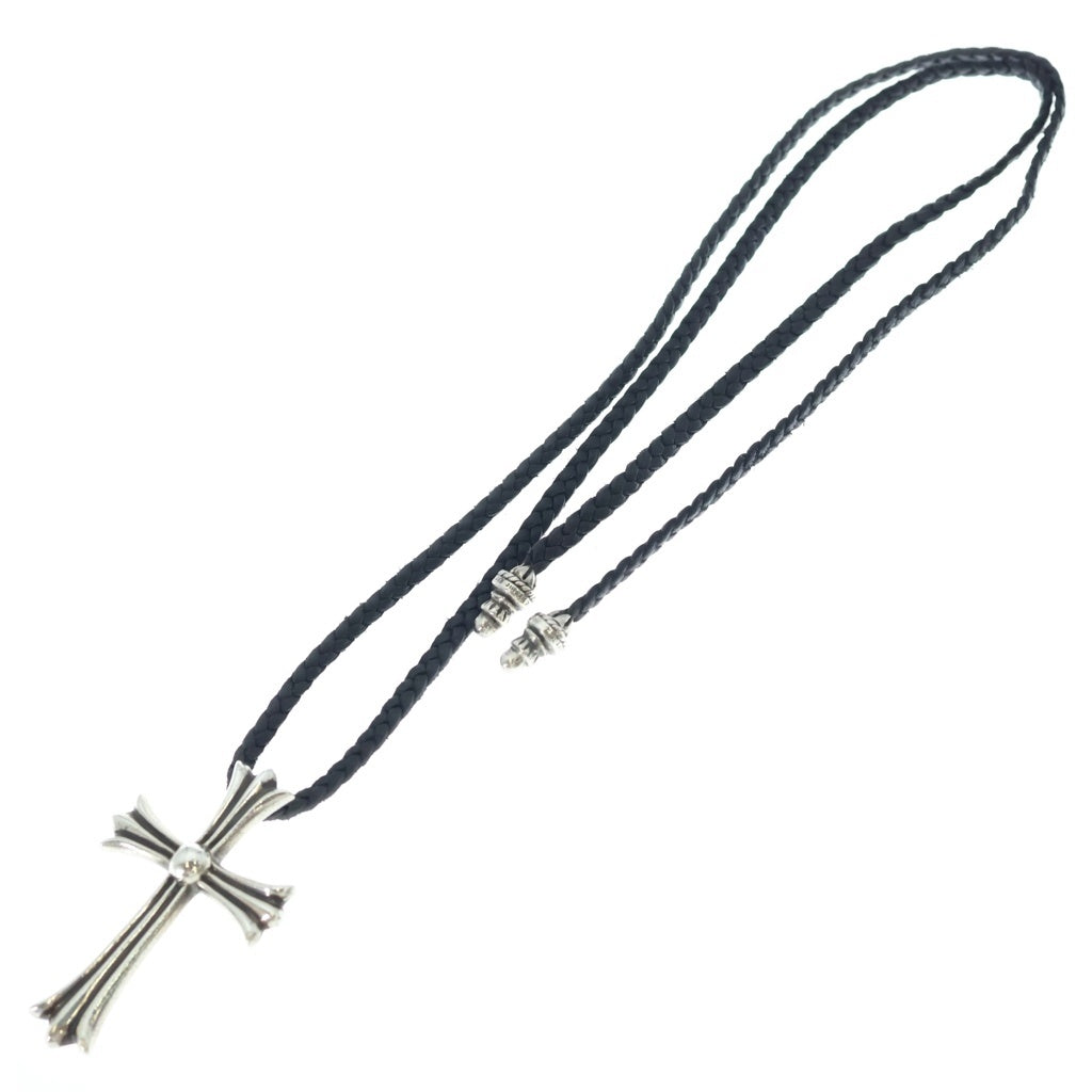 CHROME HEARTS(クロムハーツ) CH CRS LG BC ラージCHクロスペンダント Wボロチップ レザーブレイドネックレス シルバー BCA214