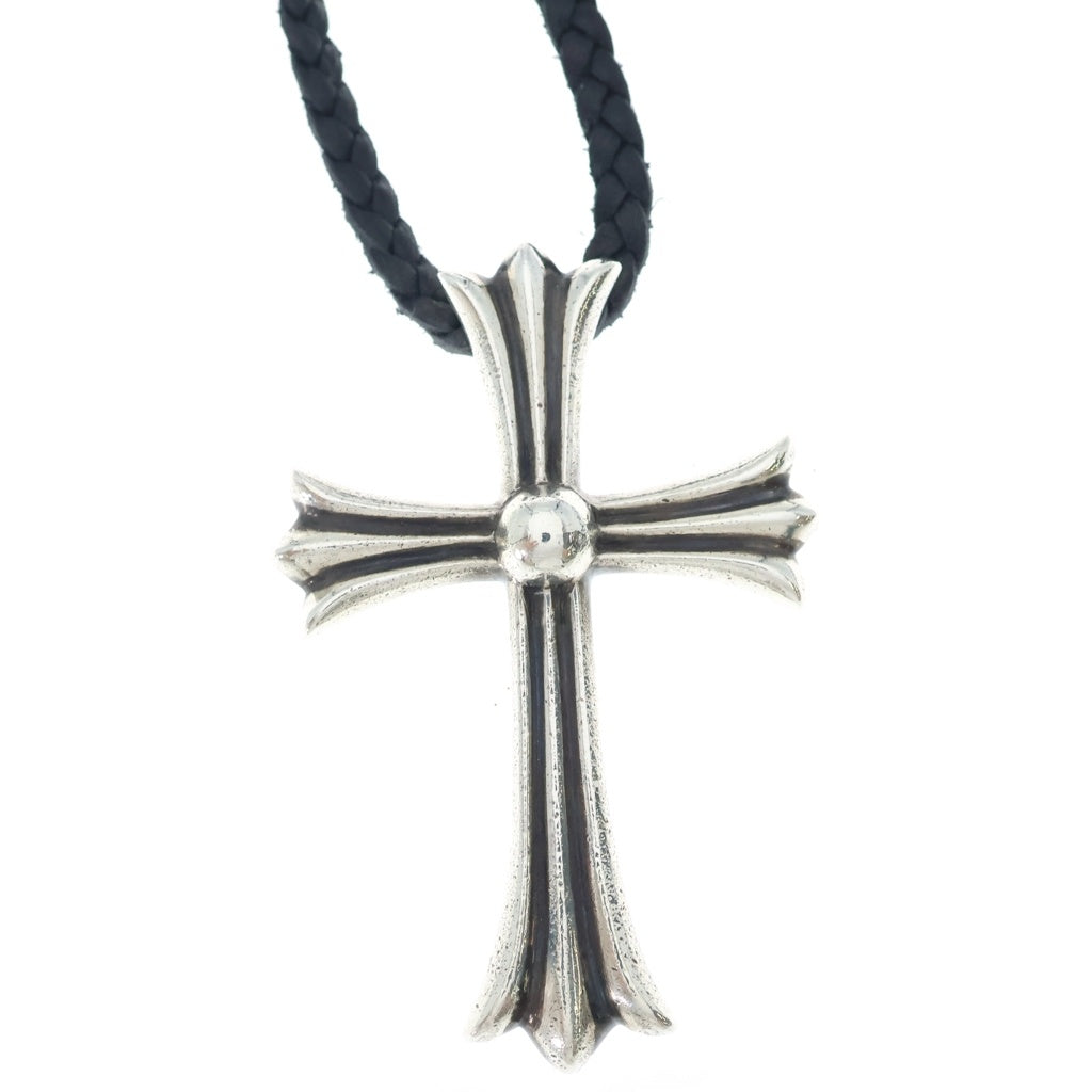 CHROME HEARTS(クロムハーツ) CH CRS LG BC ラージCHクロスペンダント Wボロチップ レザーブレイドネックレス シルバー BCA214