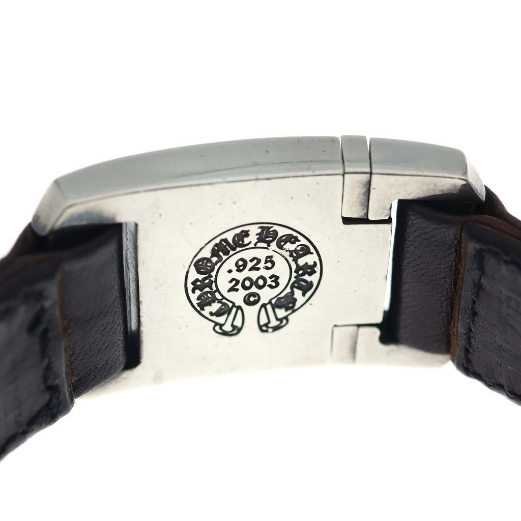 CHROME HEARTS(クロムハーツ) HARNESS CROSS BOX ハーネス クロスボックス レザーブレスレット シルバー/ブラウン