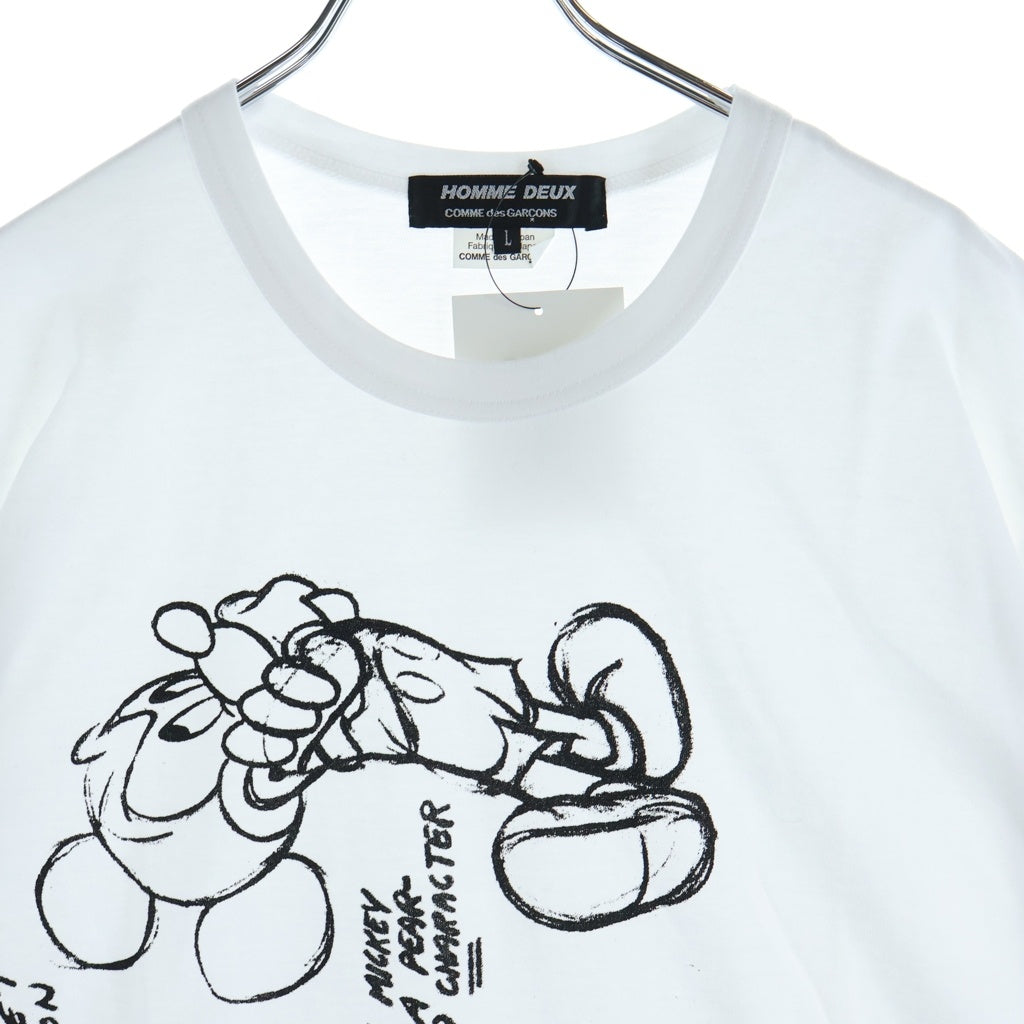 COMME des GARCONS HOMME DEUX(コムデギャルソン オムドゥ) 20AW ×Disney ×ディズニー フロントミッキーマウスプリント クルーネック半袖Tシャツカットソー ホワイト