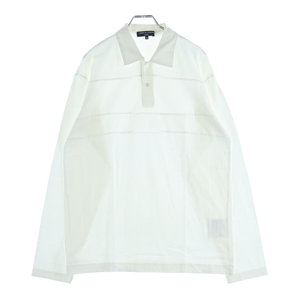 COMME des GARCONS HOMME(コムデギャルソンオム) 08SS 素材切替デザイン 長袖ポロシャツ ホワイト HA-T015