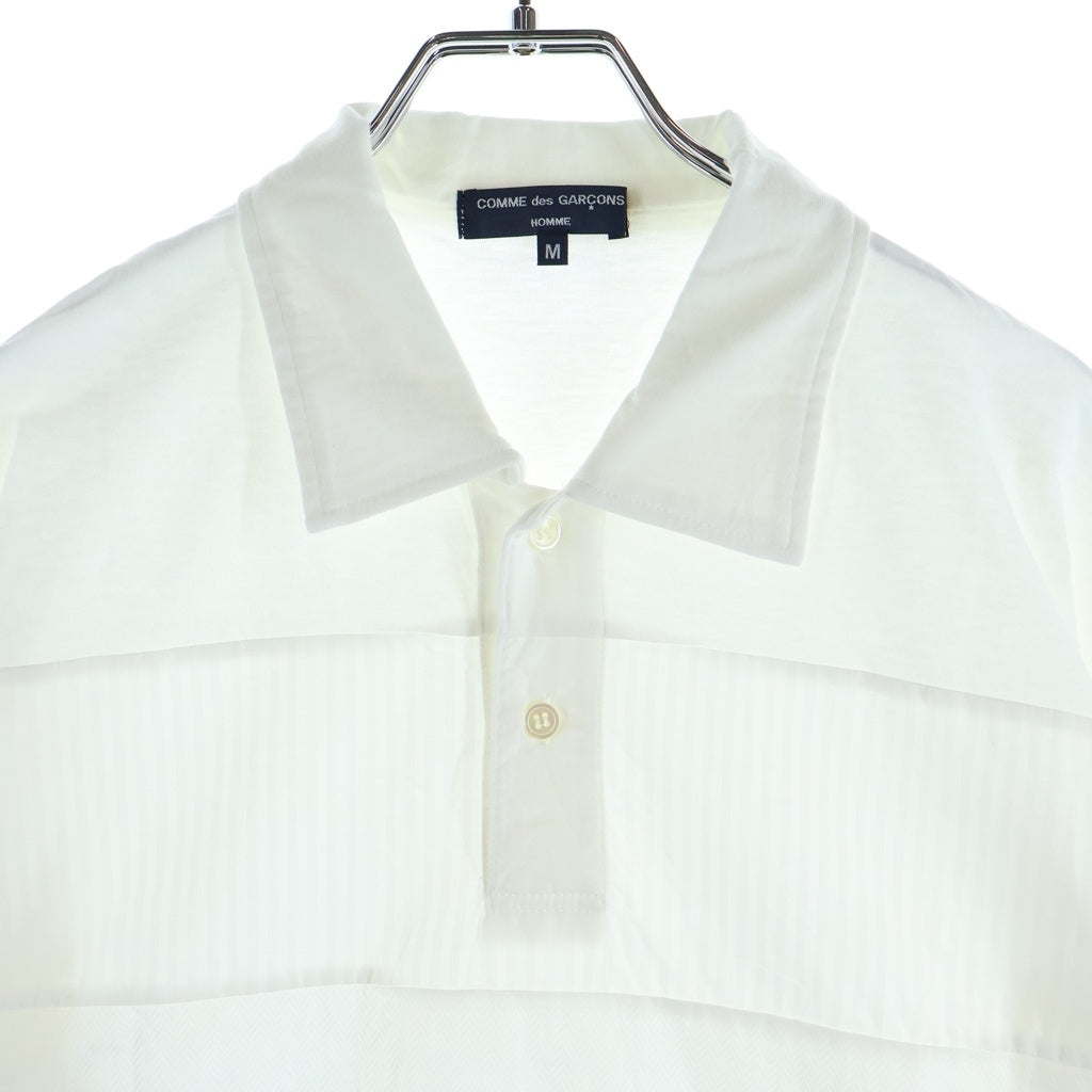 COMME des GARCONS HOMME(コムデギャルソンオム) 08SS 素材切替デザイン 長袖ポロシャツ ホワイト HA-T015