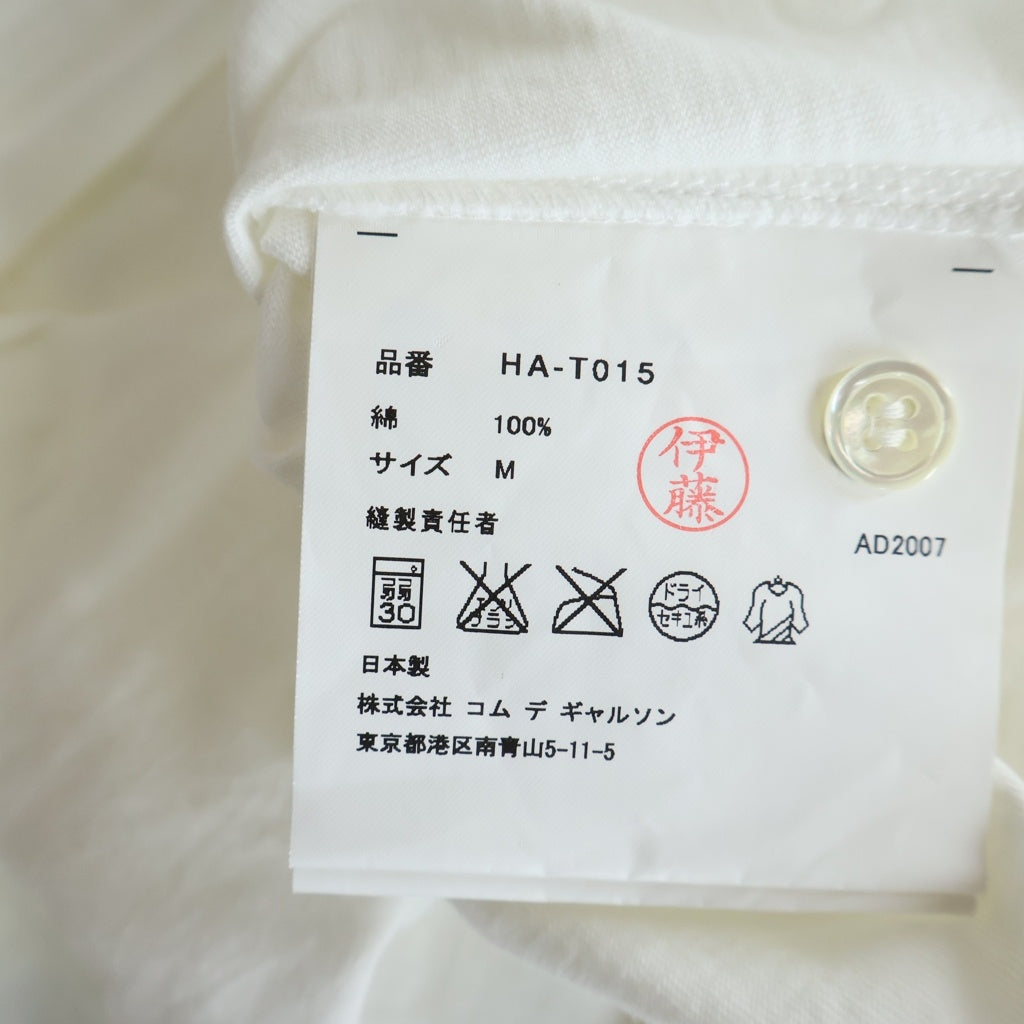 COMME des GARCONS HOMME(コムデギャルソンオム) 08SS 素材切替デザイン 長袖ポロシャツ ホワイト HA-T015