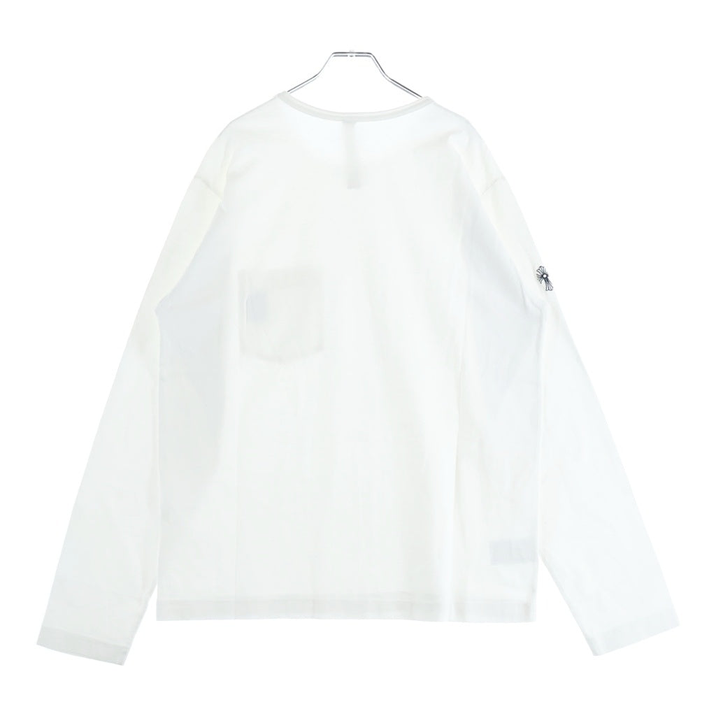 CHROME HEARTS(クロムハーツ) Y NOT VERTICAL LOGO L/S ワイノット ヴァーティカルロゴ クルーネック長袖Tシャツカットソー ホワイト