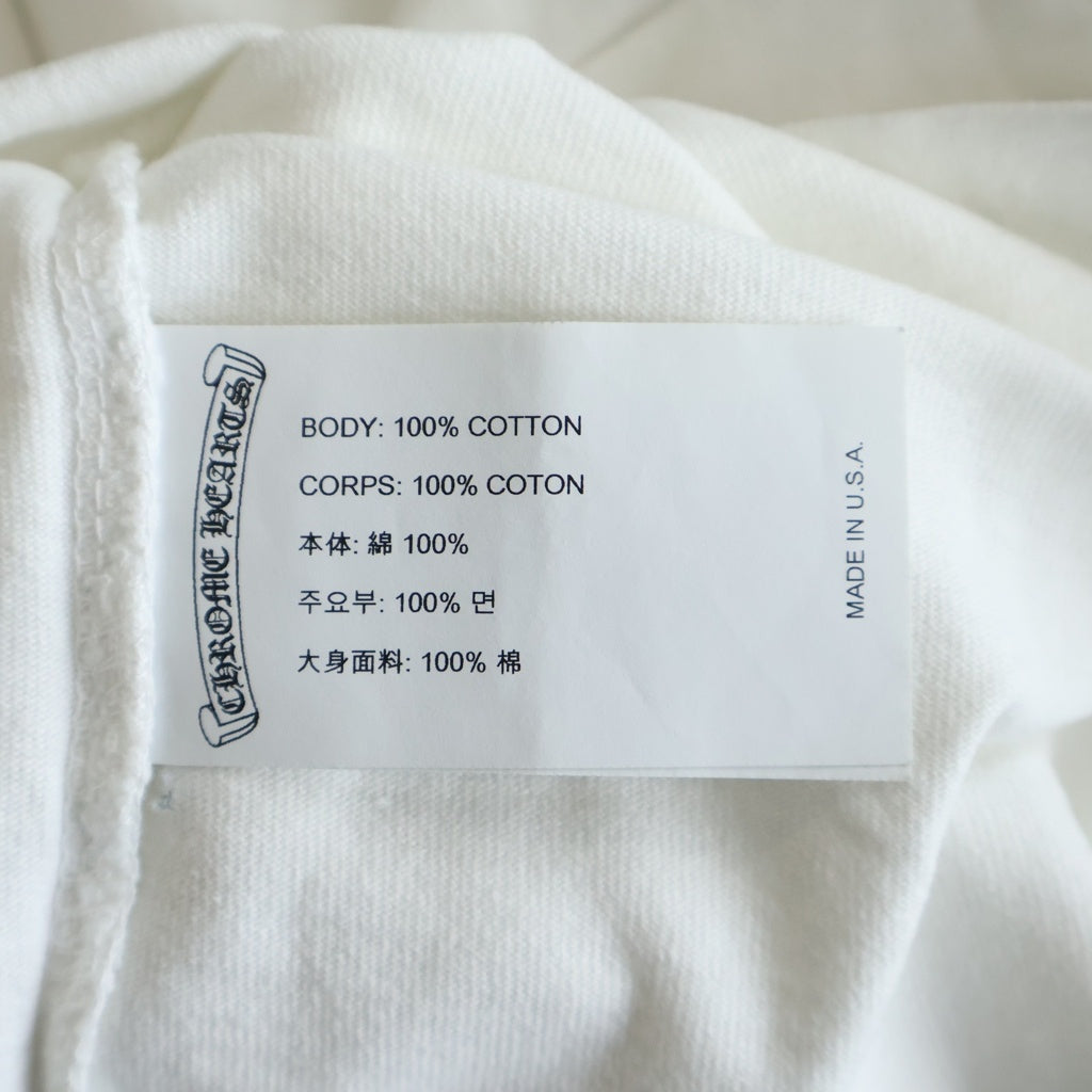 CHROME HEARTS(クロムハーツ) Y NOT VERTICAL LOGO L/S ワイノット ヴァーティカルロゴ クルーネック長袖Tシャツカットソー ホワイト