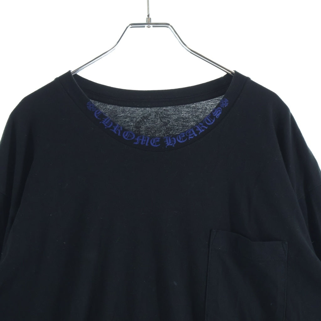 CHROME HEARTS(クロムハーツ) Neck Logo L/S ネックロゴ クルーネック長袖Tシャツカットソー ブラック/ブルー