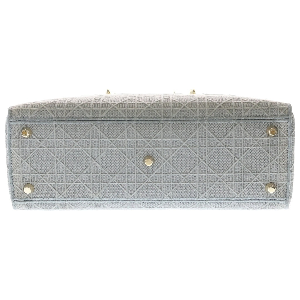 Christian Dior(クリスチャンディオール) D-Lite カナージュ エンブロイダリー キャンバス 2WAY サッチェルバッグ グレー レディース