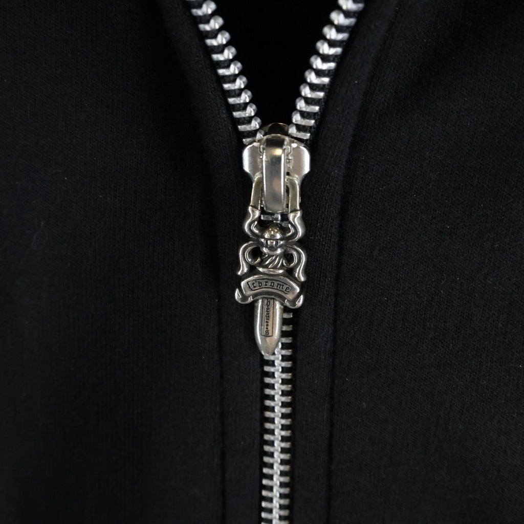 CHROME HEARTS(クロムハーツ) THRML SWTSHRT HD ZIP ホースシュー アームフローラルプリント 裏地サーマルジップアップパーカー ブラック