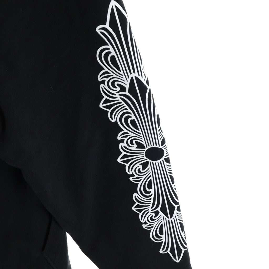 CHROME HEARTS(クロムハーツ) THRML SWTSHRT HD ZIP ホースシュー アームフローラルプリント 裏地サーマルジップアップパーカー ブラック