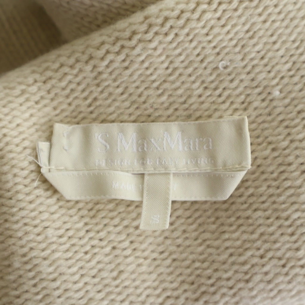 S MAX MARA(エス マックスマーラ) ヴァージンウール カシミヤ混 ジップアップケーブルニット レディース アイボリー