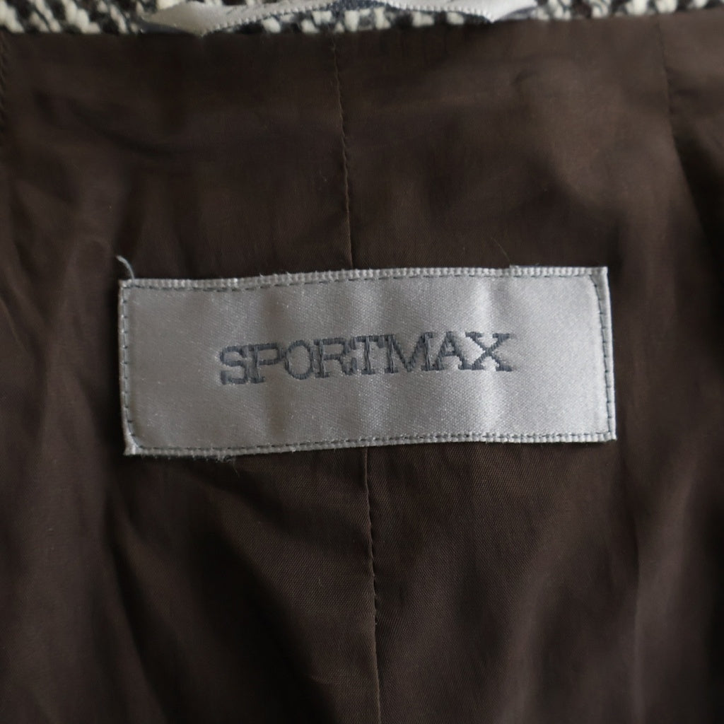 SPORTMAX(スポーツマックス) ヴァージンウール カシミヤ混 ベルト付き ツイード コート レディース グレー
