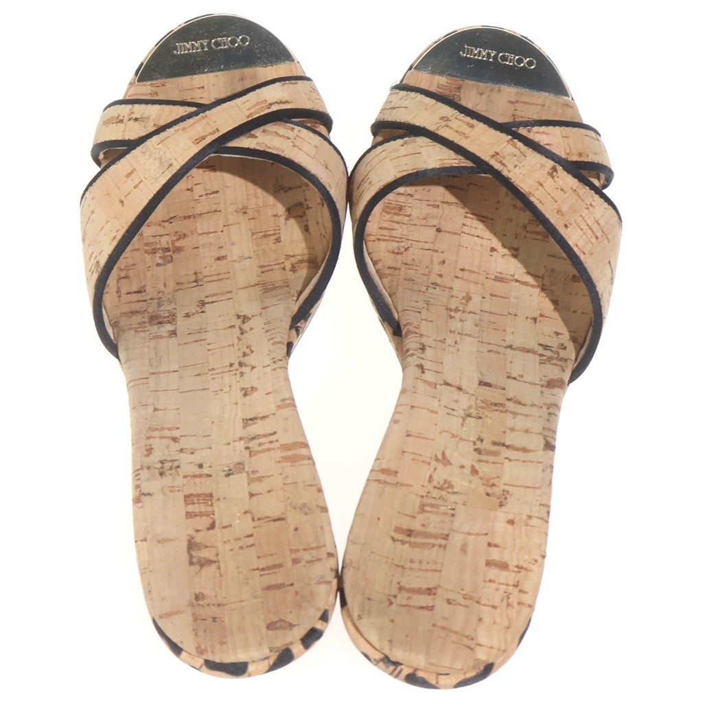 JIMMY CHOO(ジミーチュウ) Wedge Leopard Toe Heels コルク厚底 レオパード ヒールパンプス レディース ベージュ