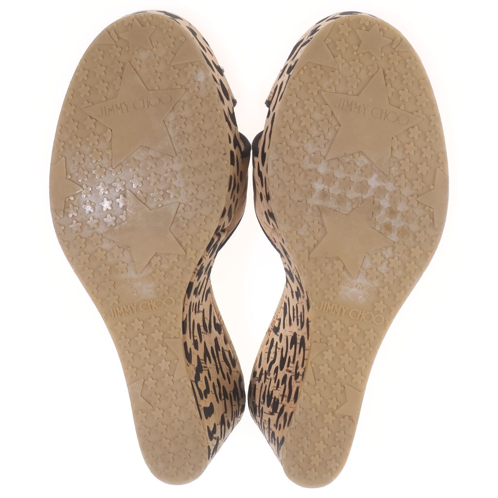 JIMMY CHOO(ジミーチュウ) Wedge Leopard Toe Heels コルク厚底 レオパード ヒールパンプス レディース ベージュ