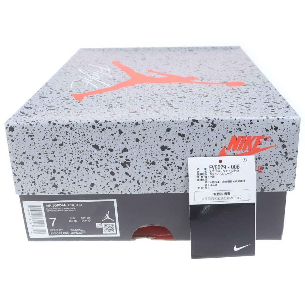 NIKE(ナイキ) AIR JORDAN 4 RETRO Bred Reimagined エアジョーダン4レトロブレッドリイマジンド ハイカットスニーカー ブラック US7/25cm FV5029-006