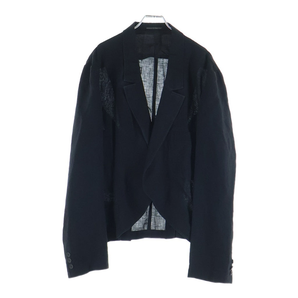 Yohji Yamamoto POUR HOMME(ヨウジヤマモト プールオム) 21SS LINEN ddw PRINT SINGLE JACKET リネンプリント シングルテーラードジャケット ブラック HD-J13-303