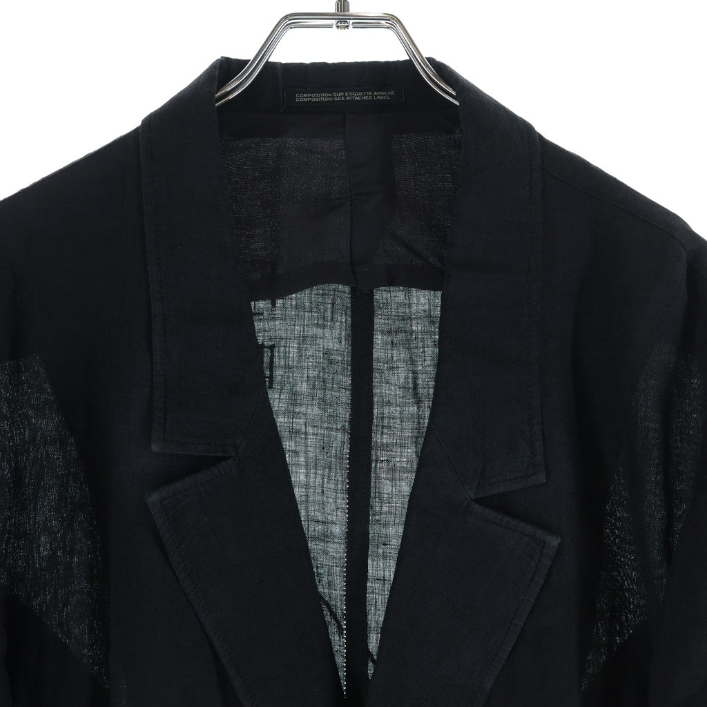 Yohji Yamamoto POUR HOMME(ヨウジヤマモト プールオム) 21SS LINEN ddw PRINT SINGLE JACKET リネンプリント シングルテーラードジャケット ブラック HD-J13-303