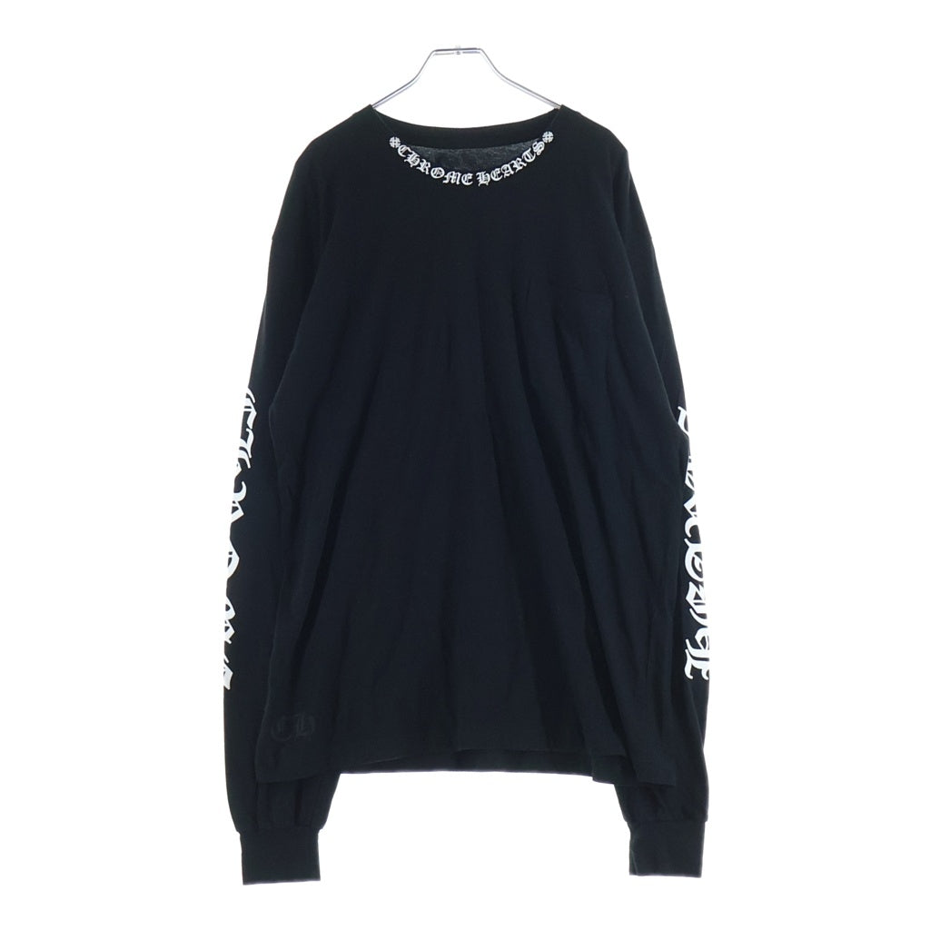 CHROME HEARTS(クロムハーツ) Neck Logo L/S T-Shirt ネックロゴクルーネック長袖Tシャツカットソー ブラック