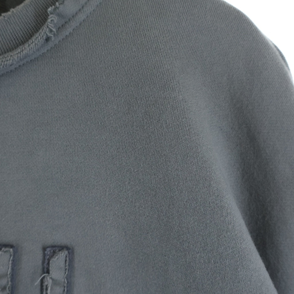 miumiu(ミュウミュウ) 23SS Cropped Sweatshirt ダメージ加工 クロップド クルーネックスウェットトレーナー グレー レディース MJL911