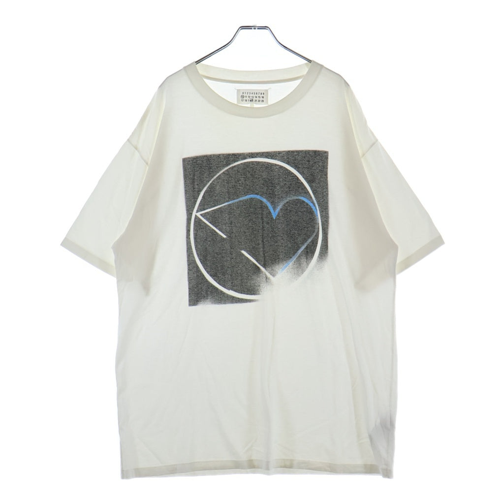 Maison Margiela(メゾンマルジェラ) 17SS Cirle Heart フロントプリント クルーネック半袖Tシャツカットソー ホワイト