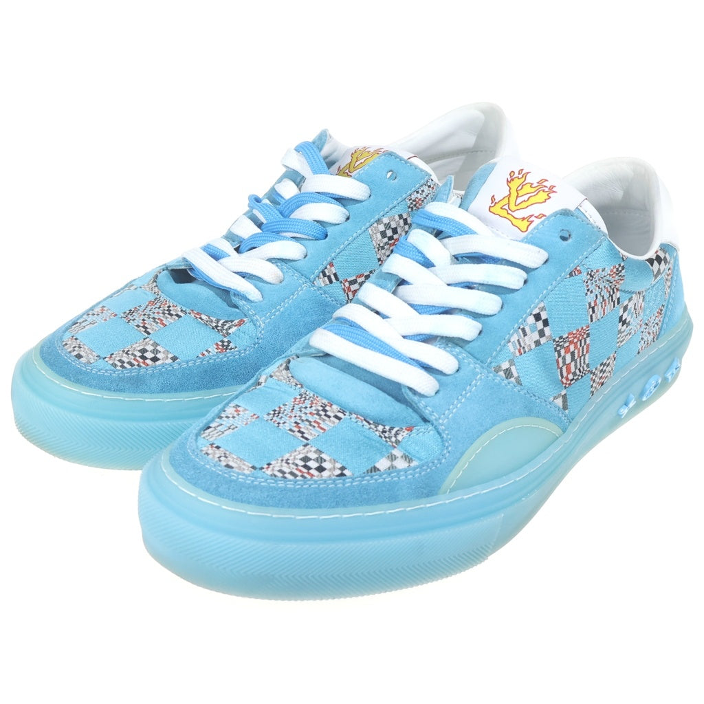 LOUIS VUITTON(ルイヴィトン) 21SS Virgil Abloh LVオリ ライン ディストーテッド ダミエパターン ローカット スニーカー ブルー LD0221